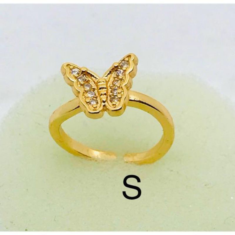 Cincin wanita titanium fashion lapis emas 24k