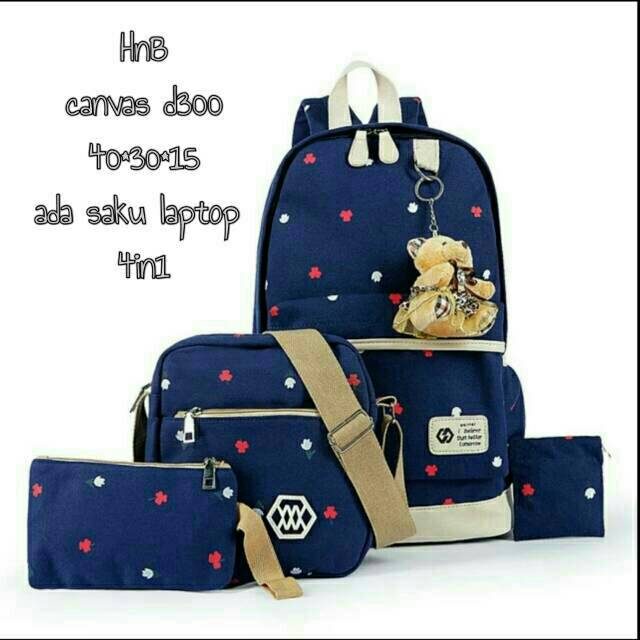 Backpack wanita/ backpack paket / ransel paket / tas paket / tas wanita /tas sekolah /tas paket 4in1