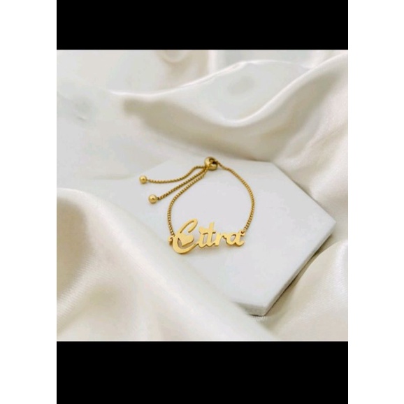 Gelang Serut Nama Gelang Serut Custom Nama Gelang Serut Gelang Serut Titanium Lapis Emas