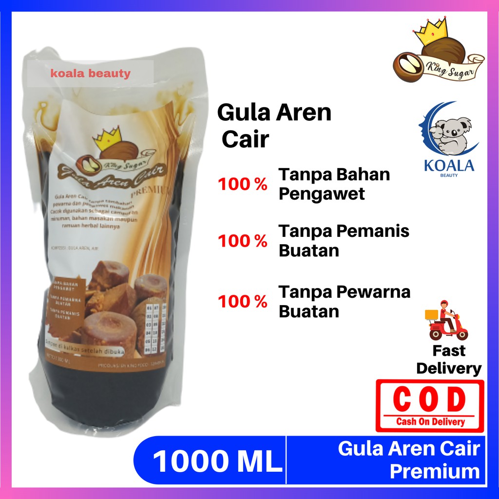 

❤ KOALA ❤ Gula Aren Cair By King Sugar Kemasan Pouch 1 Liter / Brown Sugar Cair / Campuran Minuman Kekinian