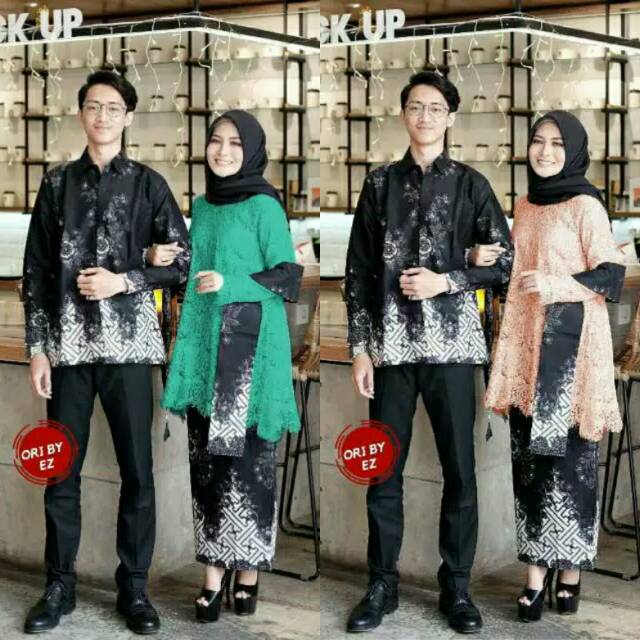KEBAYA BRUKAT - batik brukat batik couple busana muslim rok hitam baju kondangan kado tahun