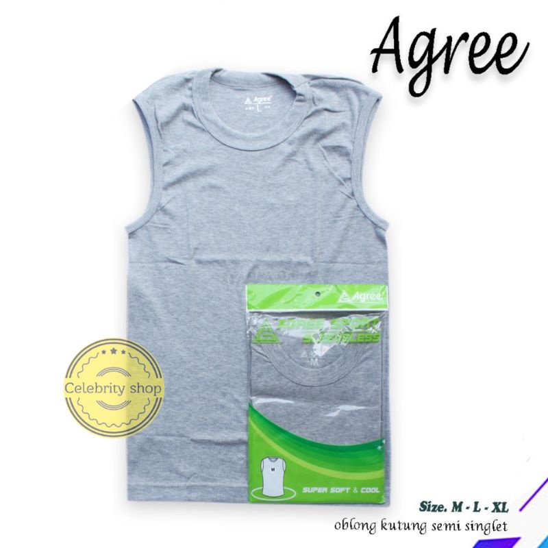 KAOS OBLONG PRIA O NECK KENSI / OBLONG LENGAN BUNTUNG / AGREE / PUTIH/ABU/HITAM