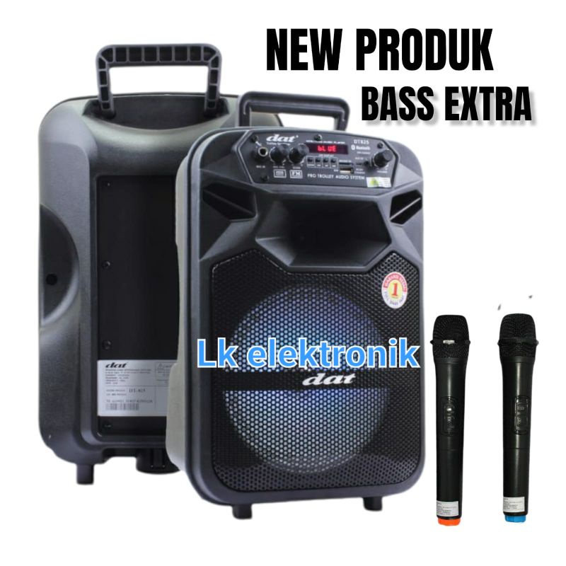 Speaker Portable 8 inch DAT DT 825 / DT 820QD Bluetooth Karaoke Free 2 Mic Wireless Original