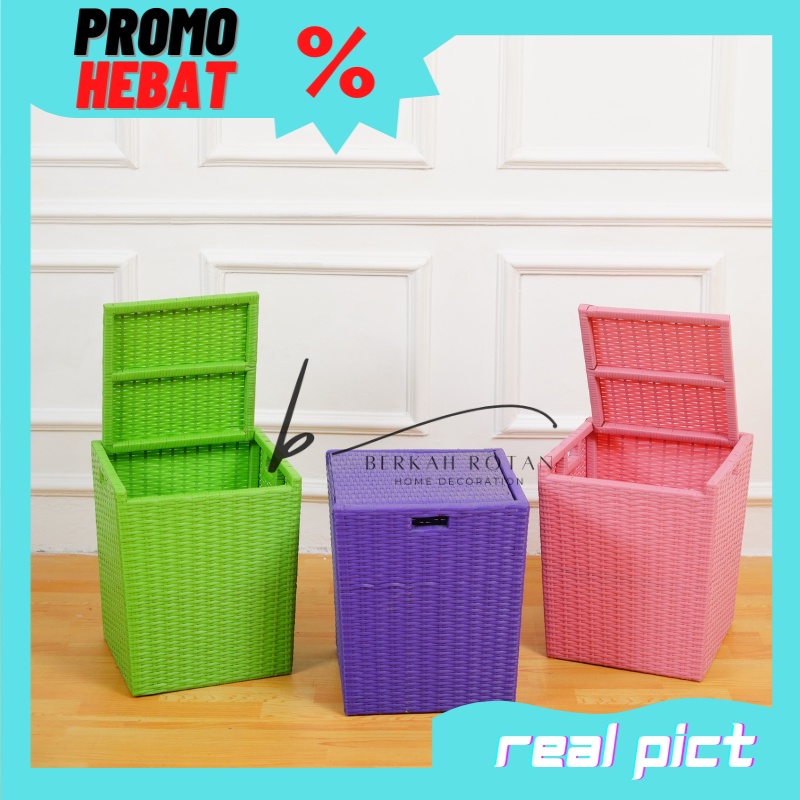 KERANJANG BAJU LAUNDRY KOTAK ROTAN SINTETIS