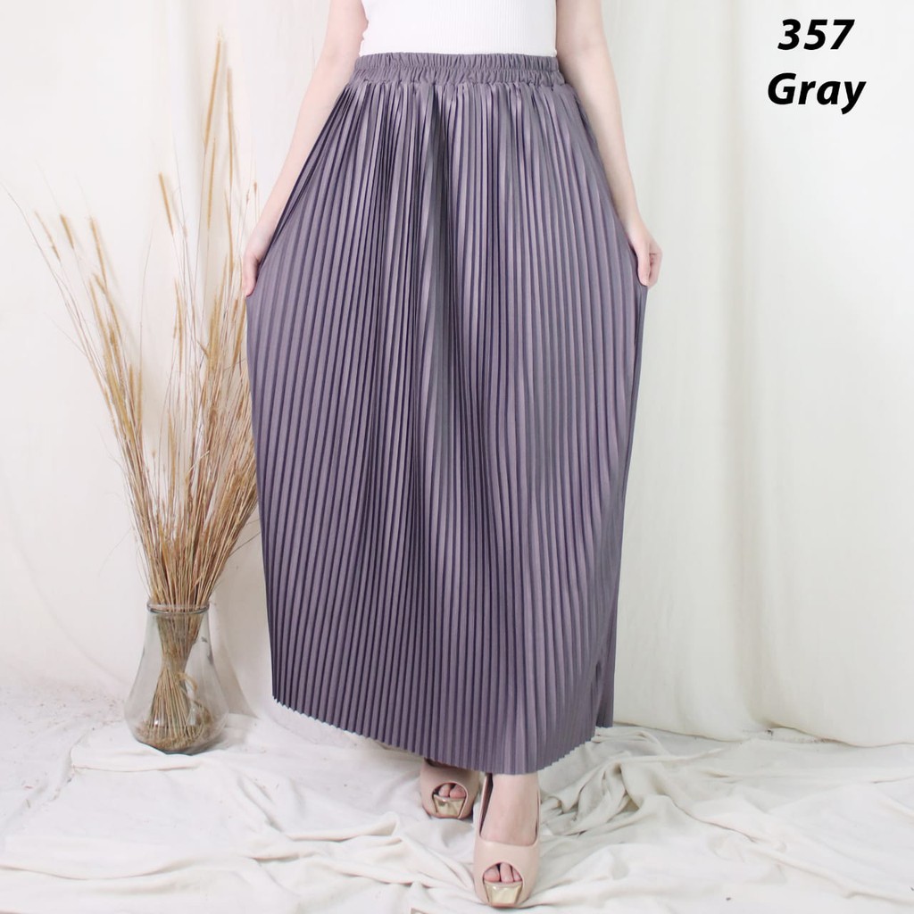 ROK PLISKET MURAH 357 LUVALINE ROK PLISKET PANJANG PLEATED SKIRT FLARE SKIRT MAYUNG FLOWY REMPEL