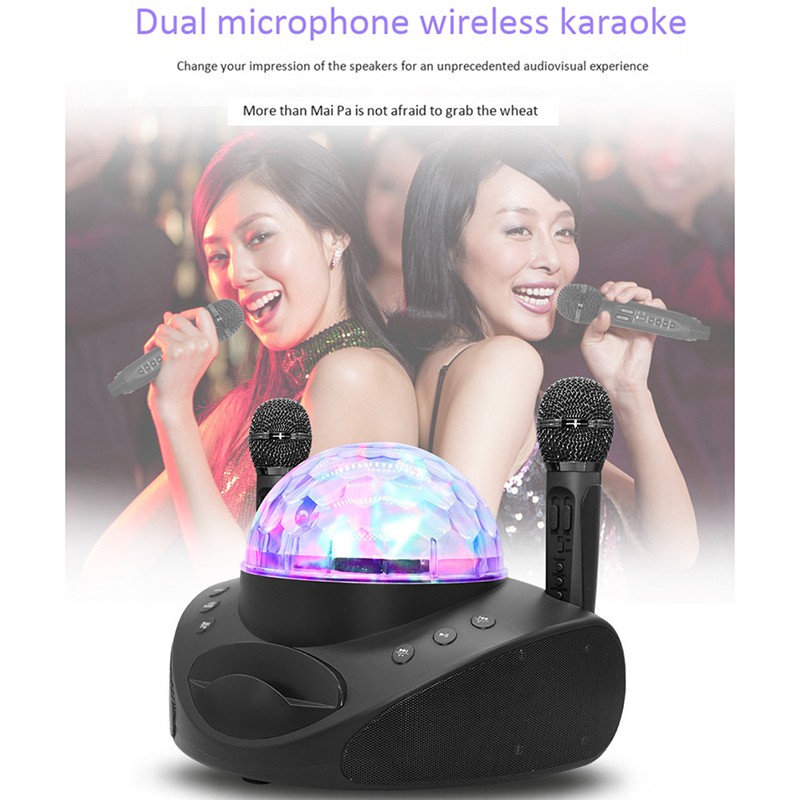 Speaker Karaoke Wireless Bluetooth SDRD SD 308 Original Speaker Microphone SD308 Family KTV Karaoke Microphone Dual Microphone Speaker Karaoke + Lampu LED Bola Crystal SDRD SD-308 ORIGINAL SDRDBT/USB/TF