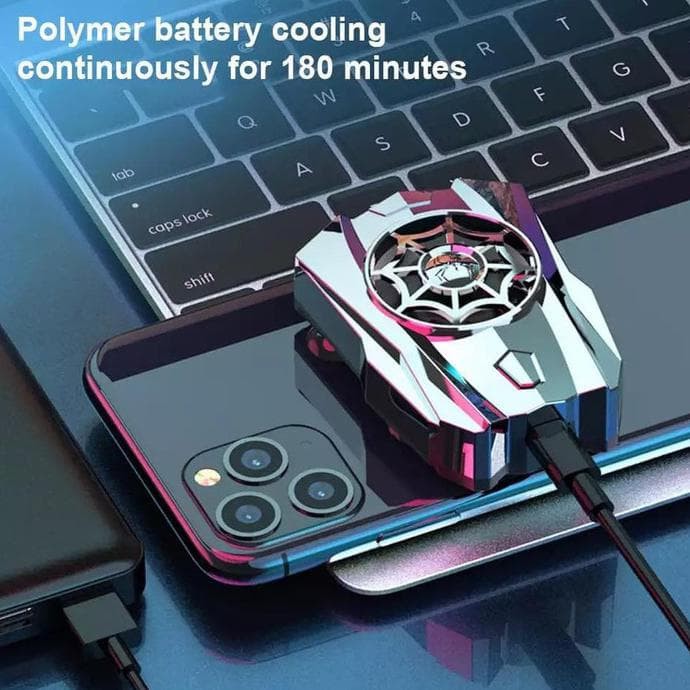 SPIDER Mobile Cooling Fan Kipas Pendingin Handphone HP Cooler Radiator MLBB PUBG Build in Battery