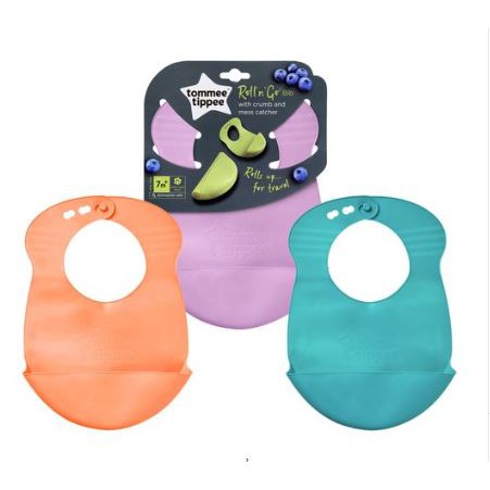 Tommee Tippee Bibs Roll &amp; Go Silicone Bibs Slabber Baby