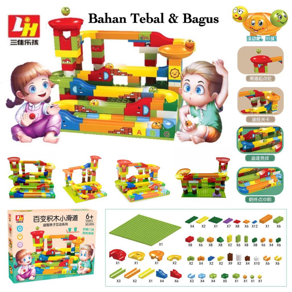 [FUNNY]125pcs Mainan Anak Balok Susun Classic Set Bola Dan Rail