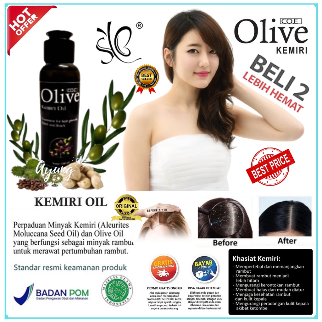 SYB OLIVE OIL MINYAK RAMBUT KEMIRI 100ml MINYAK KEMIRI PENUMBUH RAMBUT PENYUBUR RAMBUT OBAT RAMBUT R