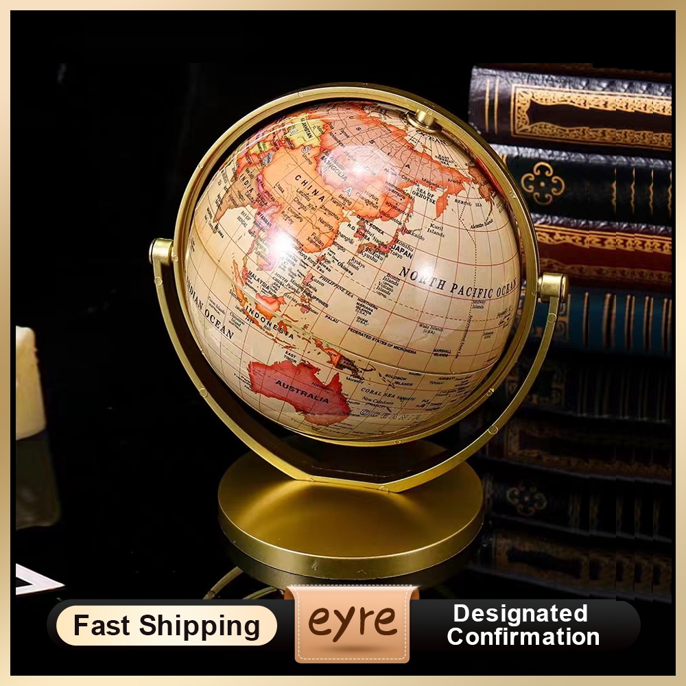 

Eyre （Jaminan Kualitas ☀）16 Cm/14 Cm Emas Peta Dunia Dunia 360 ° Berputar dengan Berdiri Sekolah Geografi Perlengkapan Pendidikan Anak-anak Menjelajahi Rumah Kantor DekorasiGold World Globe Map 360° Rotating With Stand School Geography Educational