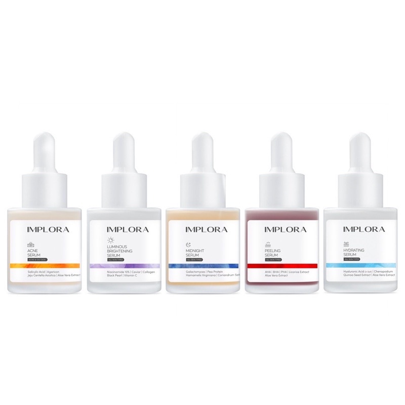 IMPLORA FACE SERUM WAJAH 20 ML / ACNE / BRIGHTENING / 24K GOLD / SERUM IMPLORA / SERUM WAJAH IMPLORA ORIGINAL BPOM