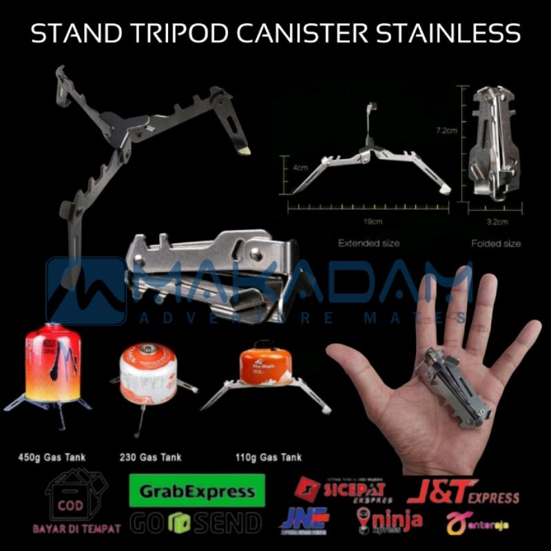 stand tripod bracket dudukan tabung gas canister stainless