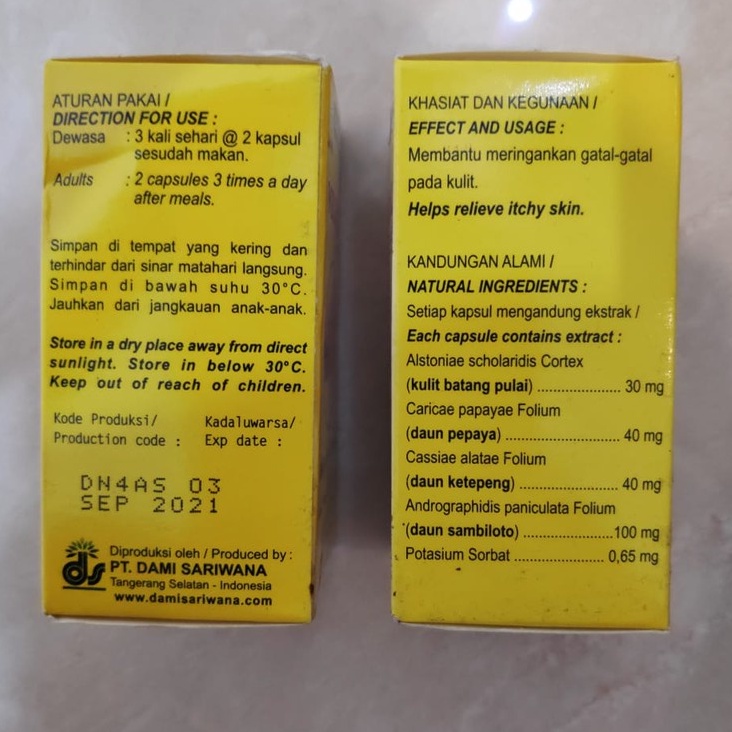 Obat Herbal NEGATAL 18 Kapsul Mengatasi Kulit Gatal Gatel, Bisul, Jerawat