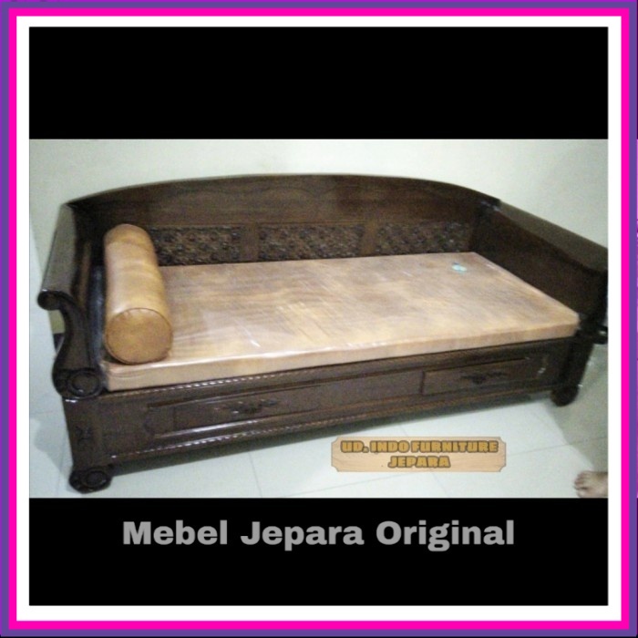 daybed bale bale kursi tamu panjang resban kayu jati Jepara + busa