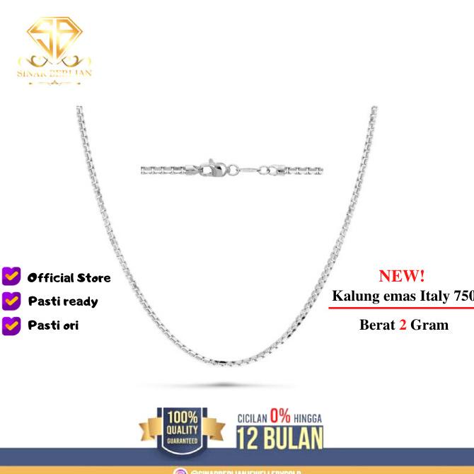 promo perhiasan wanita sinar berlian jewellery   kalung emas putih asli italy 750 2 gram pengiriman 