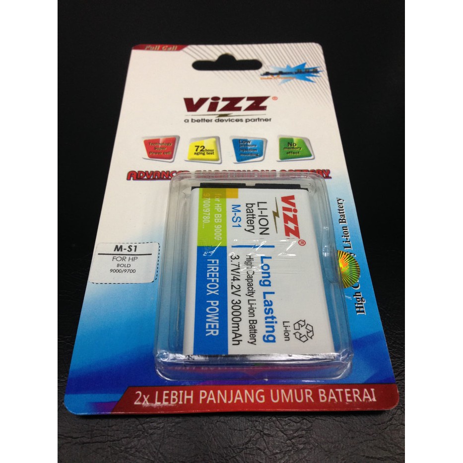 Baterai Batre VIZZ BB MS1 / Bold / 9700 / 9000 / Baterai Double Power Blackberry