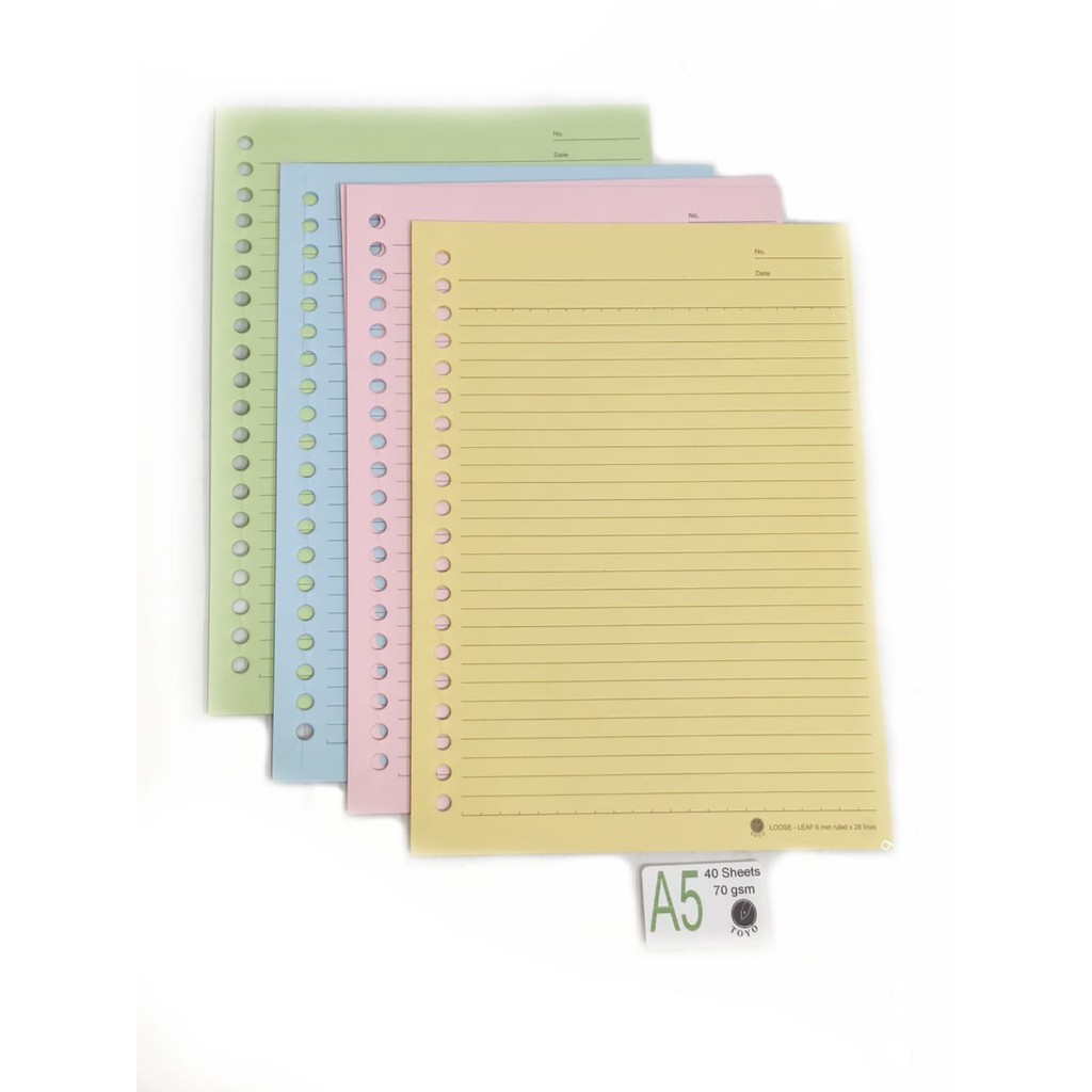 

LOOSE LEAF ISI KERTAS BINDER A5 GARIS WARNA PASTEL 20 RING LUBANG KERTAS BINDER LOOSE LEAF