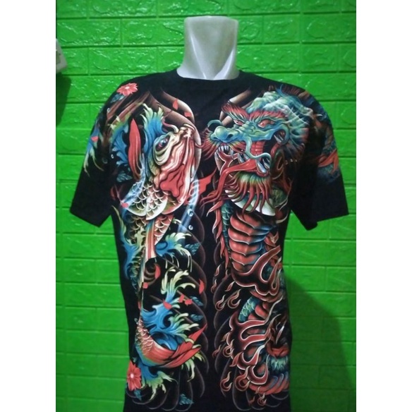 kaos ikan koi vs naga japan glow in the dark ori rockchang