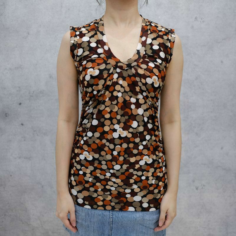 brown v neck top polkadot pattern baju prelivew wanita pakaian bekas branded original 100% asli