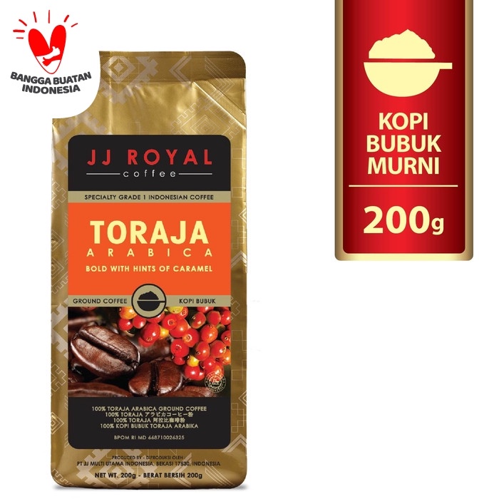 

gt201jyj Coffee/Kopi Jj Royal Toraja Arabica Ground Bag 200G Ds20X11