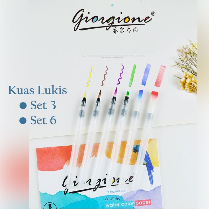 

(DISKON TERMURAH) Giorgione Water Brush Set / Kuas Lukis Cat Air Set / Waterbrush - Set 3 pcs