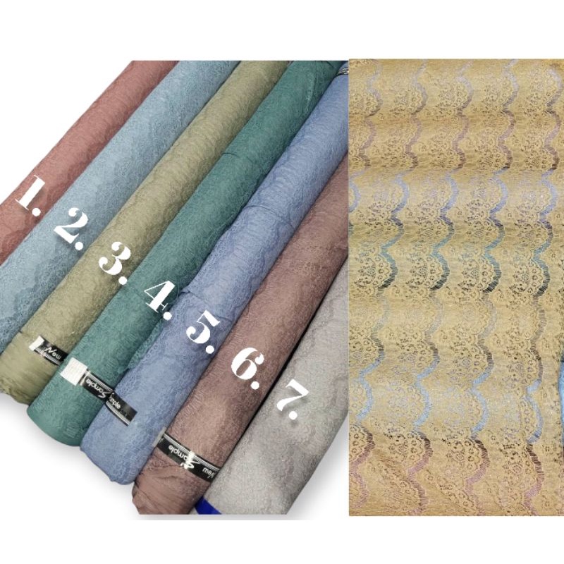 Kain Brukat Motif Renda,Brokat Meteran Gliter,Tile Brukat Kebaya