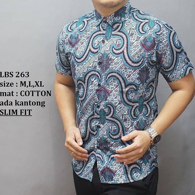 BAJU KEMEJA BATIK PRIA SLIM FIT LENGAN PENDEK LUIGI BATANI LBS 263