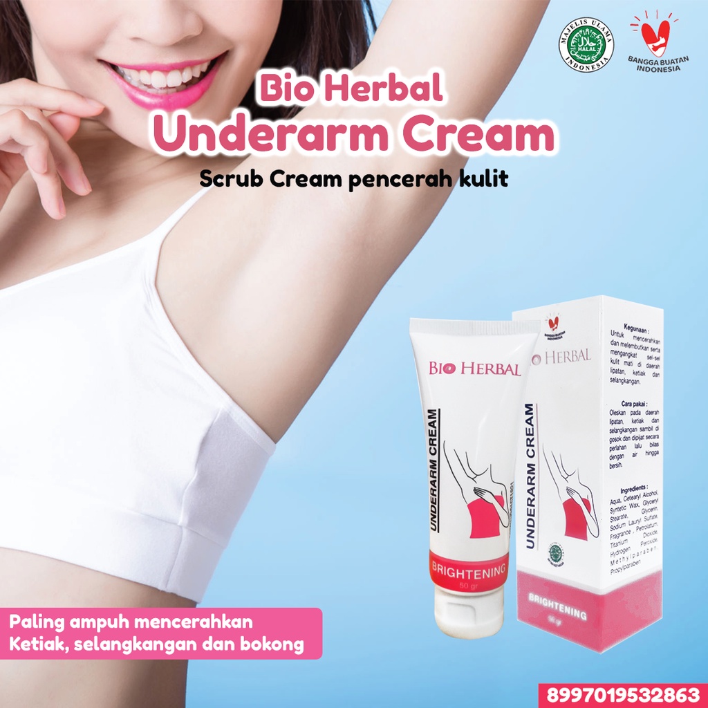 BIO HERBAL Pemutih ketiak BPOM UNDERARM CREAM BRIGHTENING 50GR Penghilang Bau Tidak Sedap