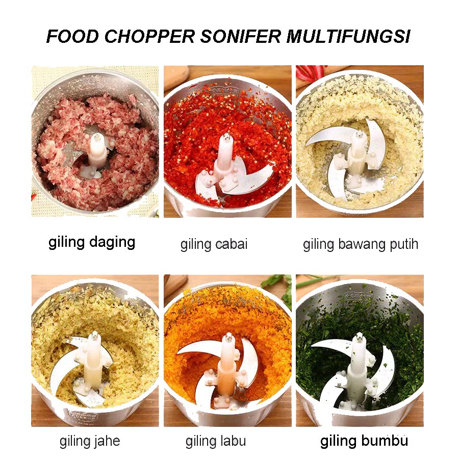 Sonifer FOOD CHOPPER Wadah KACA TEBAL kapasitas 1.8 L Premium Quality