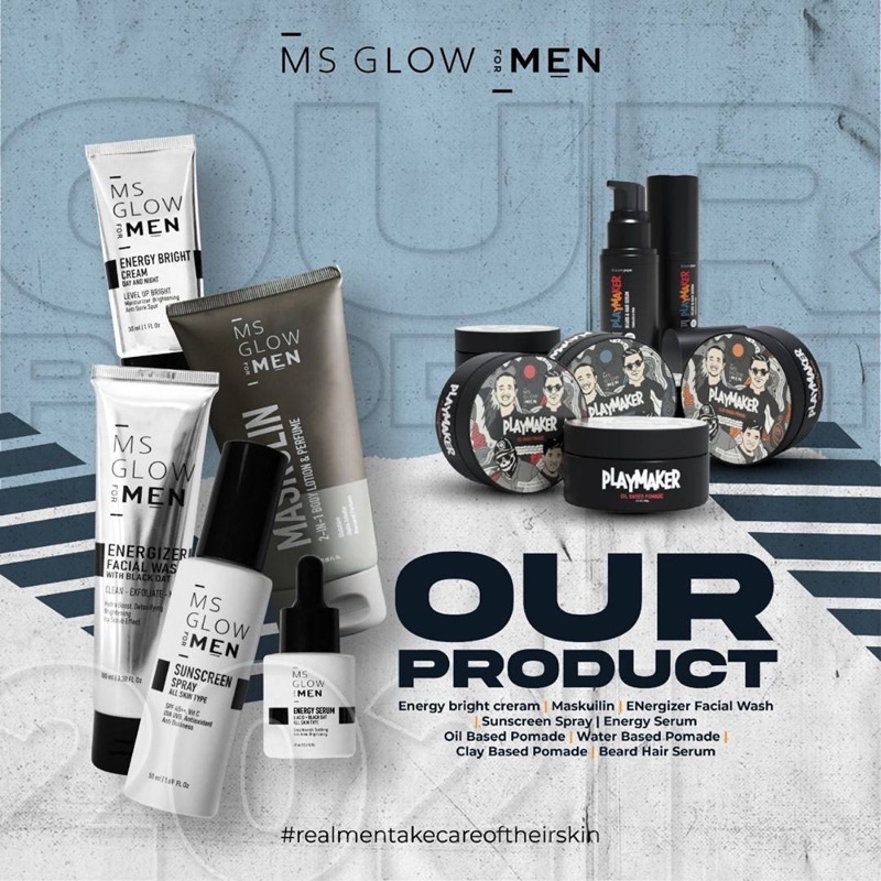 Ms Glow For Men Skincare Perawatan Wajah Pria | Ms Glow For Men Paket Basic Complete