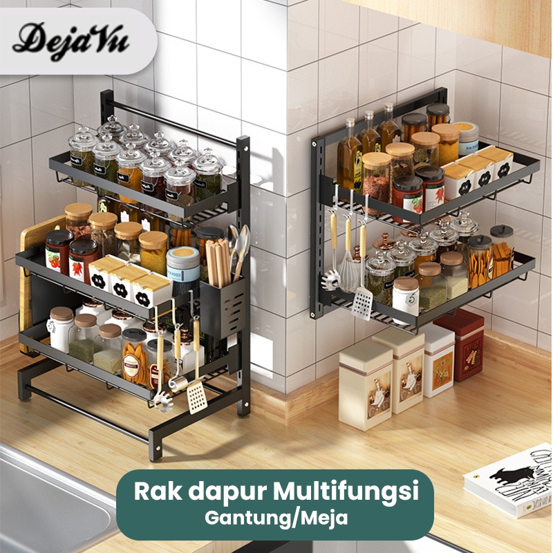 Dejavu Rak Bumbu Gantung Stainless Steel Susun Rak Peralatan Dapur Tempat Pengering Gelas HRM115