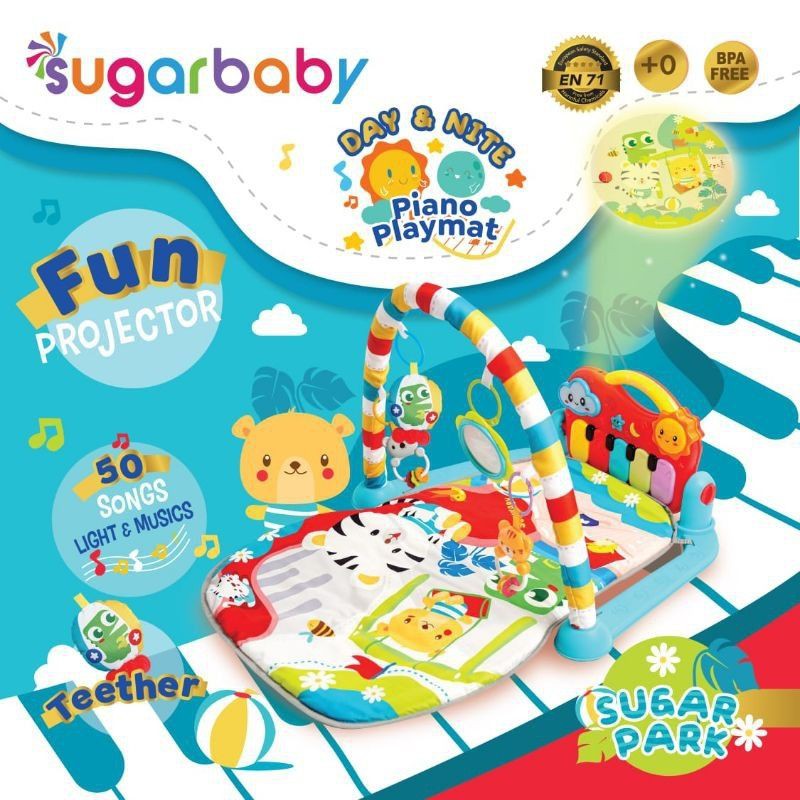 Sugar Baby Day&amp;nite Piano Playmat dengan Musik dan Proyektor