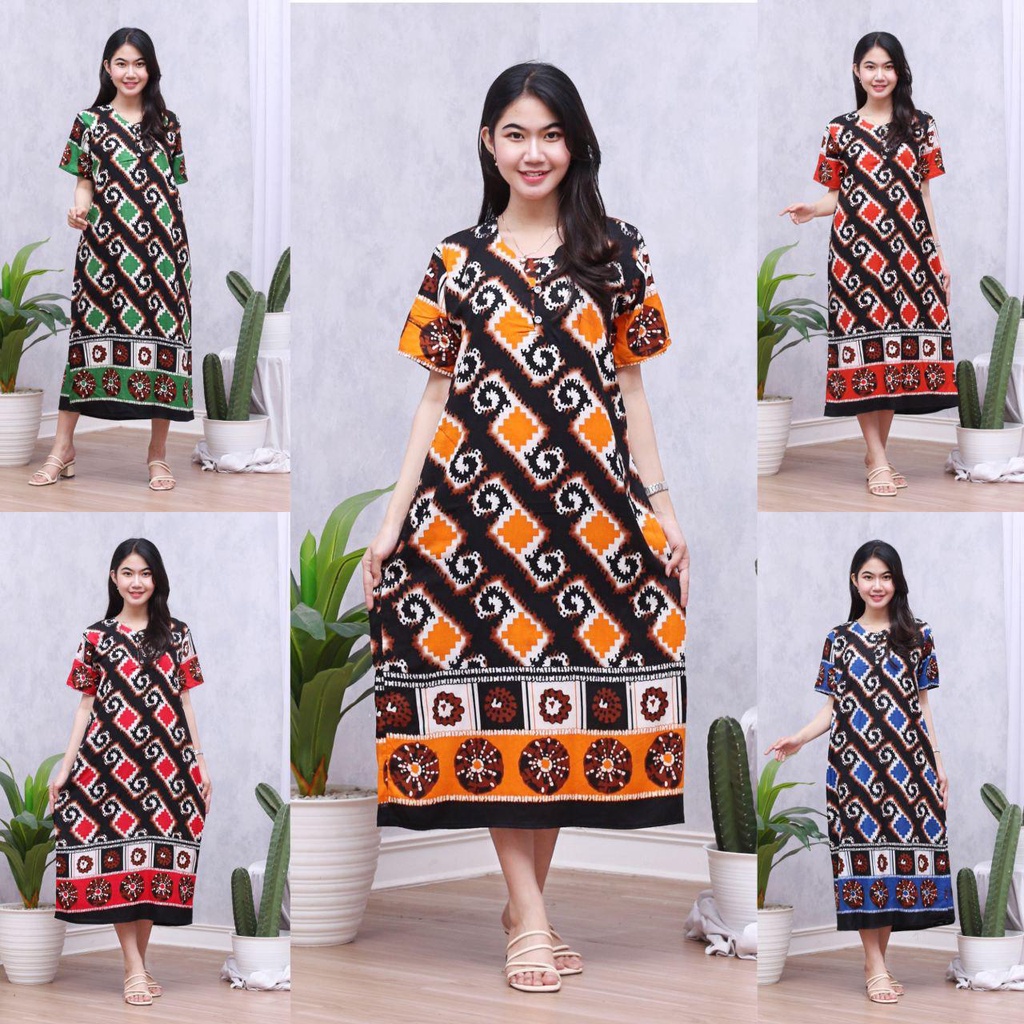 Daster Batik Lengan Pendek - Motif Daun - Leher Kancing (DPT001-133) Batik Prass-4