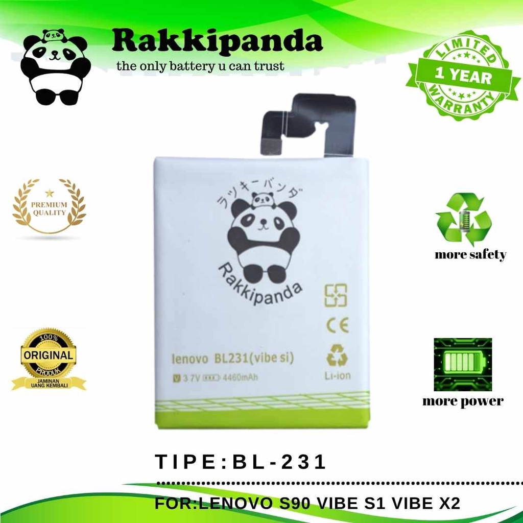 (R/K)- RakkiPanda - BL231 BL 231 Lenovo S90 / Vibe X1 / Vibe X2 Batre Batrai Baterai