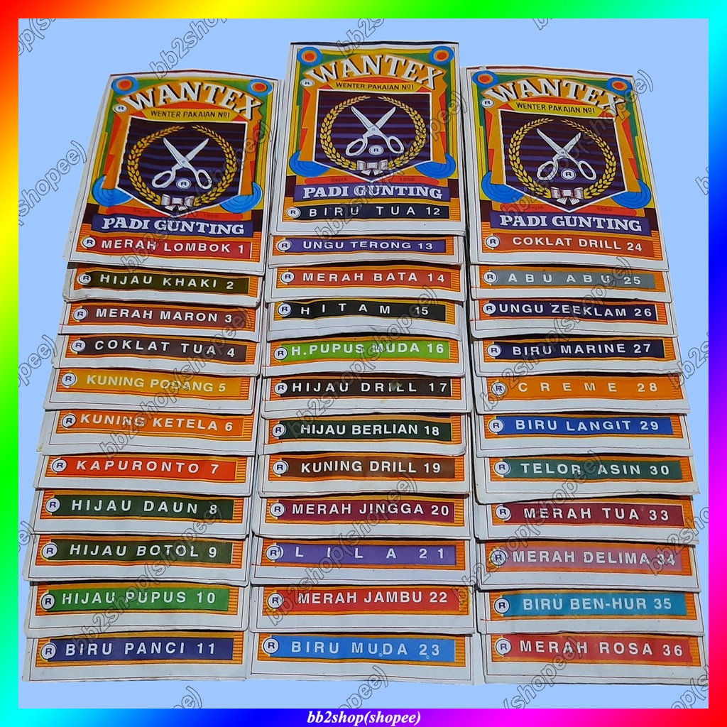 Wantex Wenter Pakaian No.1 Cap Merek Padi Gunting Tidak Luntur Pewarna Sumbo Kain Tekstil Baju Celan