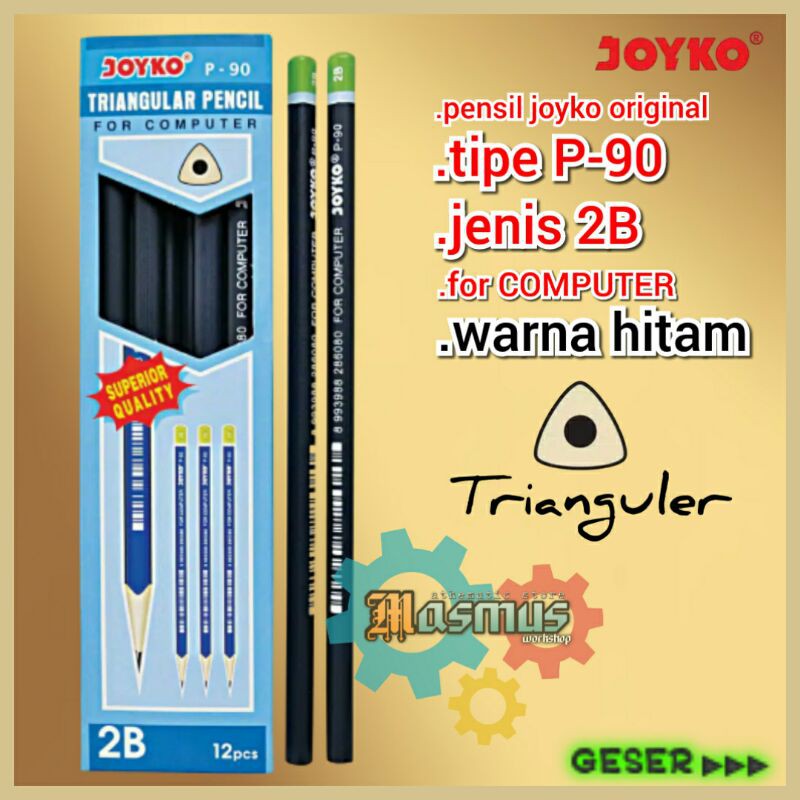 

Pensil 2B Joyko P-90 TRIANGULER segitiga Pensil Sekolah Pensil Computer Pensil Ujian (1pcs).p90