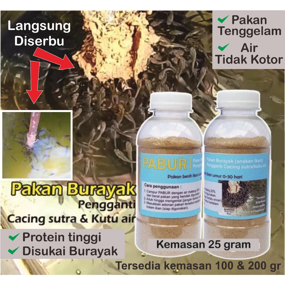 Pakan Burayak Ikan Cupang Guppy Koi Louhan kemasan 25 gr  Pakan Tenggelam Tidak Mengotori Air
