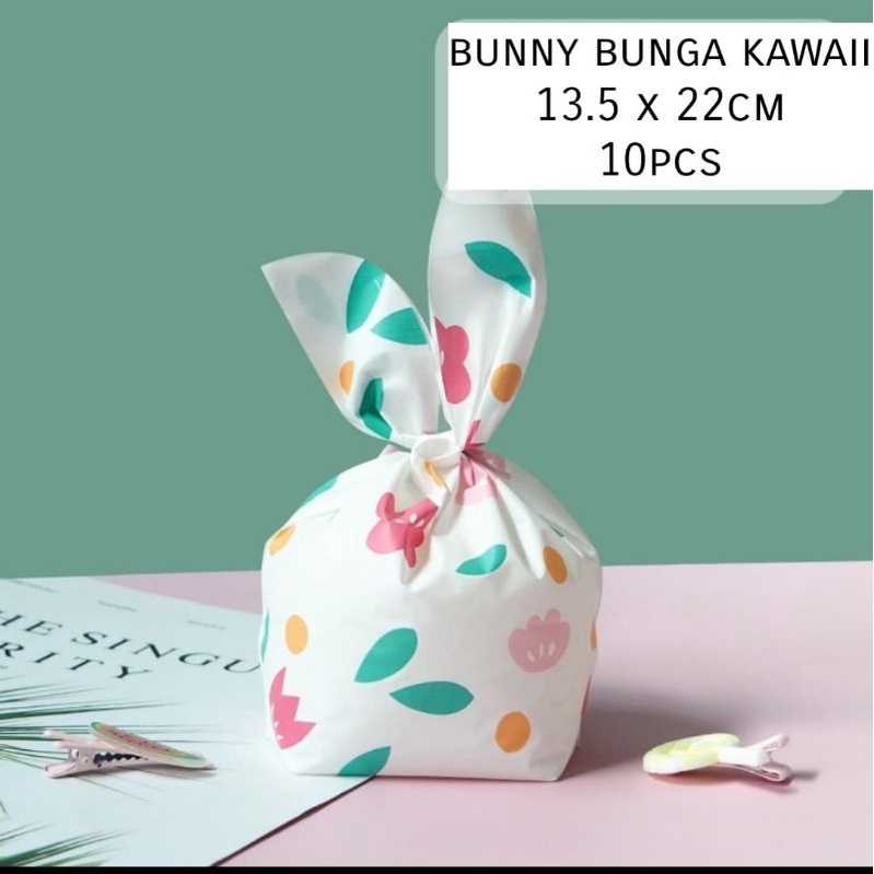 10pcs PLASTIK BUNNY GODDIE BAG HADIAH MINI LUCU TED KAWAI