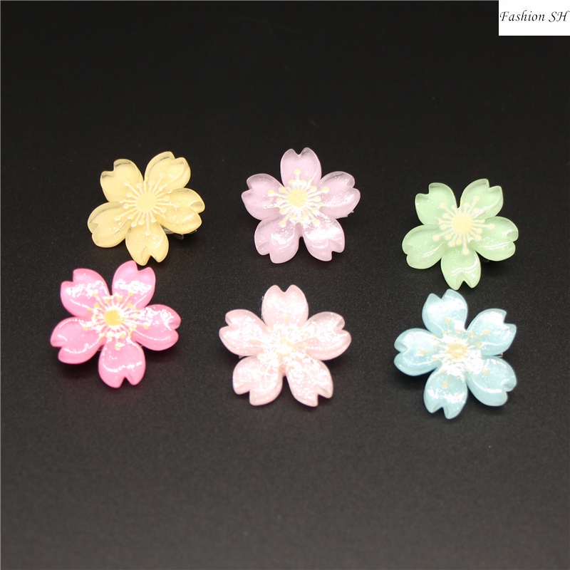 6pcs Bros Pin Bentuk Bunga Daisy Cherry Blossom Kombinasi Bahan Plastik M70068