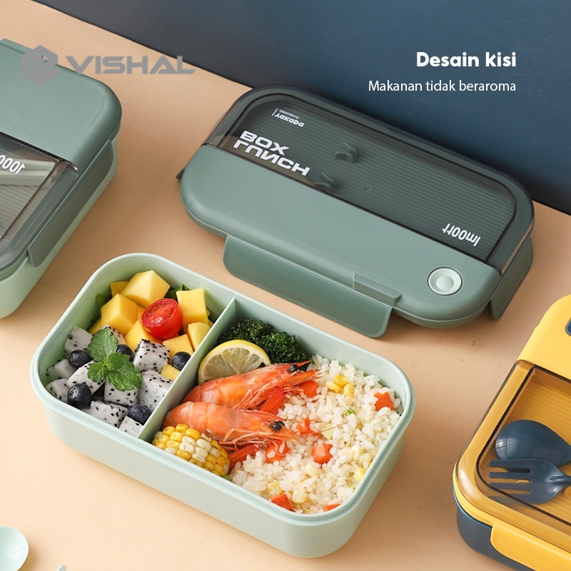 VISHAL Kotak Makan/Free Sendok/Anti Bocor Lunch Box Jerami BPA Free