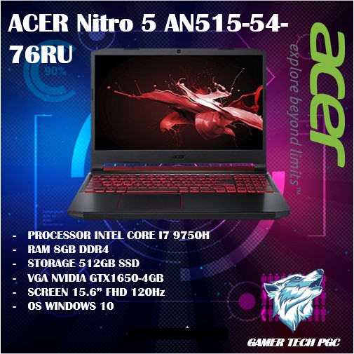 ACER PREDATOR Nitro 5 AN515-54-76RU/CORE i7 9750H/RAM 8GB/512GB SSD/GTX1650-4GB/15.6/FHD/120Hz
