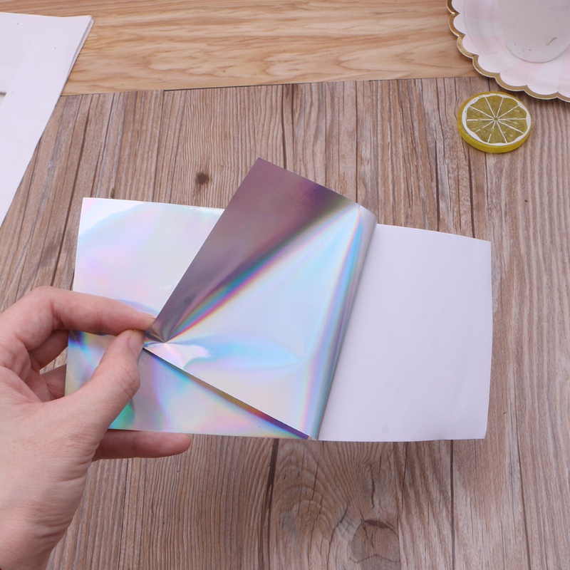 SIY  10Pcs DIY Aurora AB Effect Reflective Mirror Paper Self Adhensive Resin Fillings