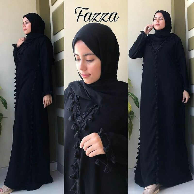 (COD) ABAYA FAZZA / GAMIS HITAM FASHION MUSLIMAH TERBARU