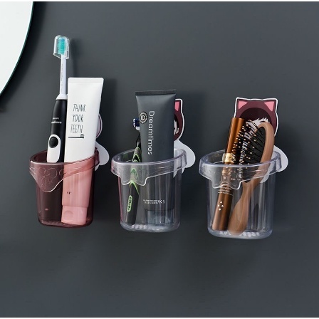 Rak Tempat Sikat Gigi Odol Motif Beruang Cute Wadah Penyimpanan kosmetik Serba Guna Kamar Mandi Dispenser odol