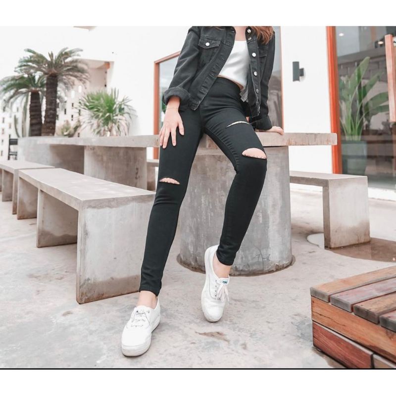 CELANA JEANS RIPPED // JEANS PENSIL SKINNY SOBEK SILET // CELANA PANJANG SOFTJEANS