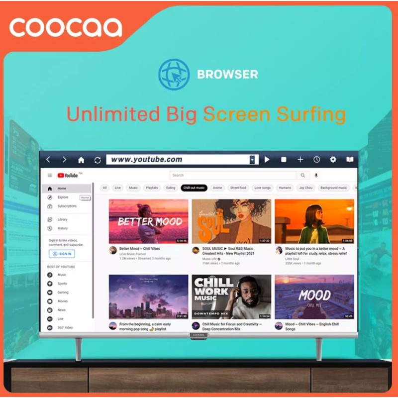 Smart Digital TV Coocaa 40S3U Plus 40 Inch Youtube Garansi Resmi (MEDAN/LUAR KOTA)