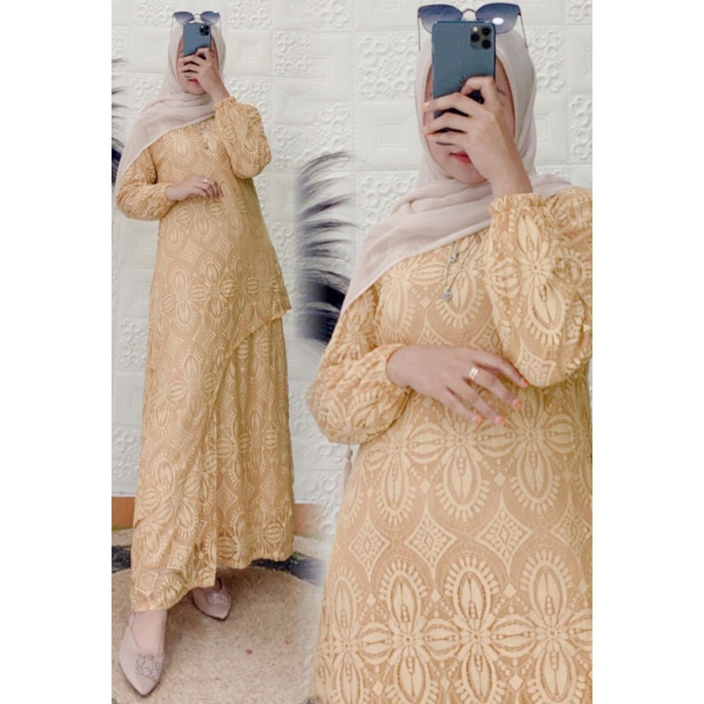 Gamis Malaysia | Brokat Model Miring | Fashion Hijab Melayu Paling Laris