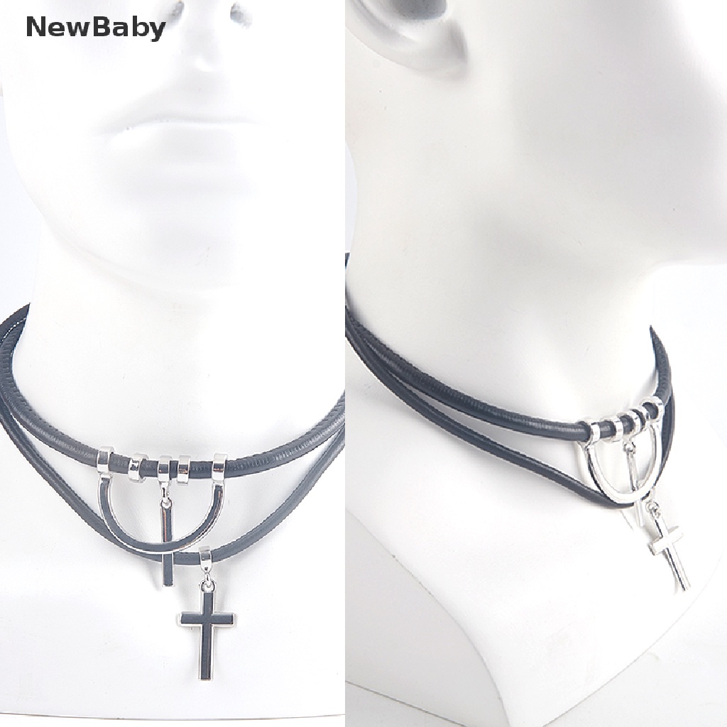 Kalung Choker Multilayer Dengan Liontin Salib Gaya Punk Untuk Cosplay