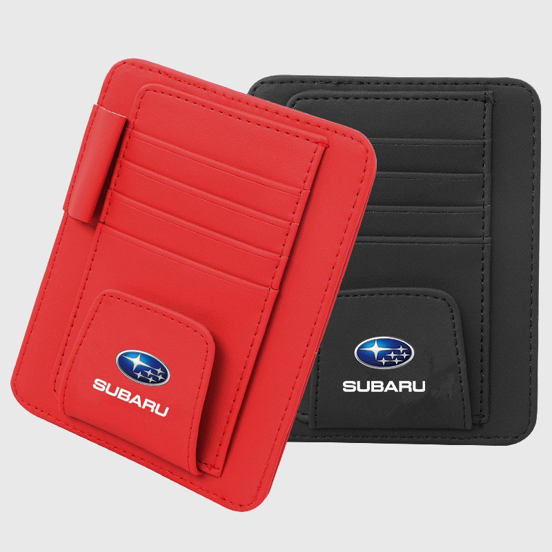 Subaru Tas Pouch Organizer CD DVD Kacamata Pen Bahan Kulit Untuk Sun Visor Mobil